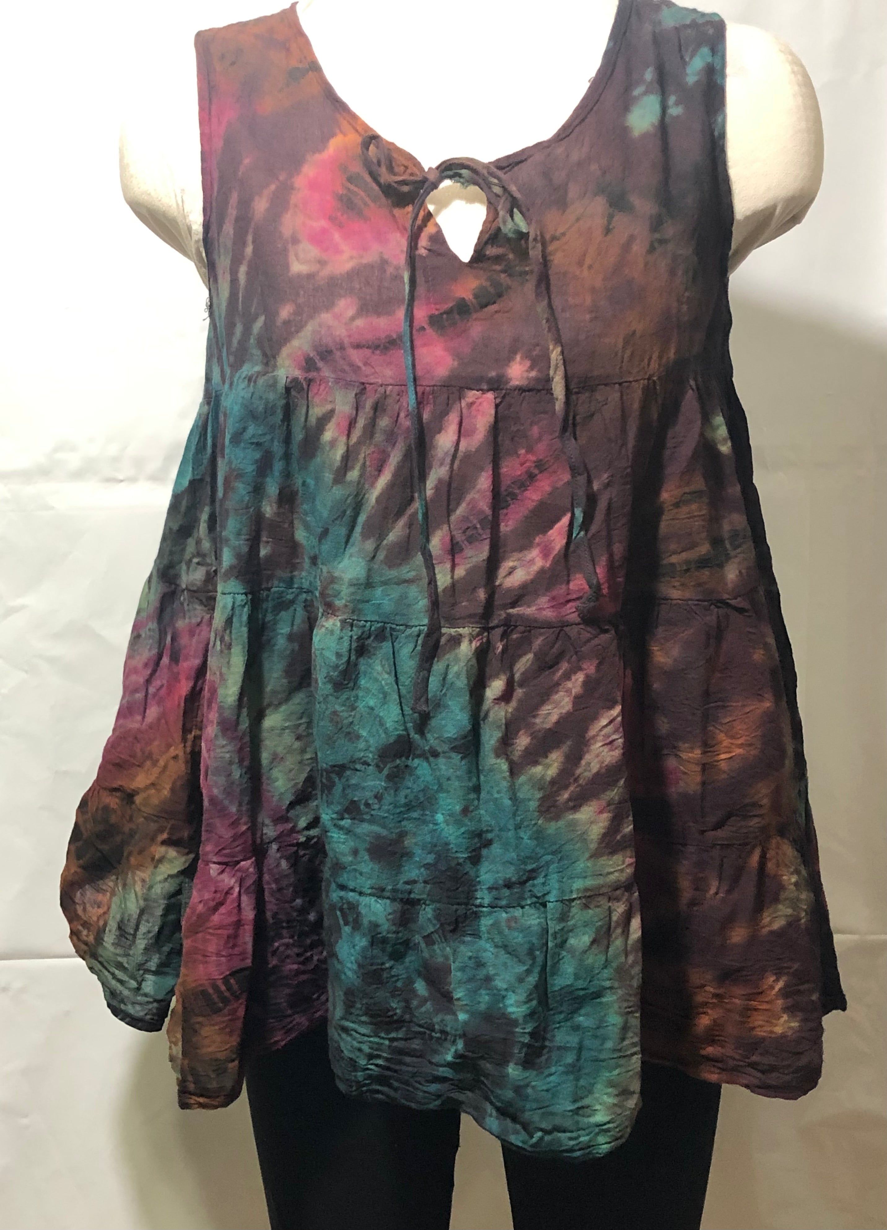 Mudmee Tie Dyed Top, Sleeveless 100% Rayon XL