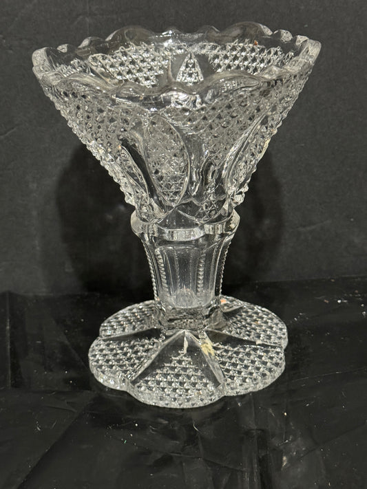 Heavy Cut Clear Crystal Vase Westmoreland Vintage