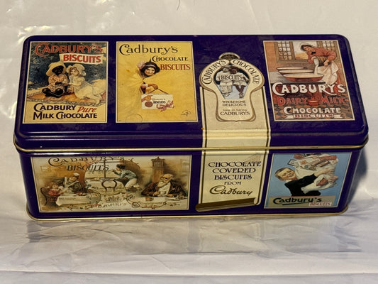 Cadbury's Chocolate Biscuits Empty Collector Tin w Hinged Lid Vintage