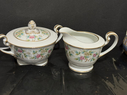 Noritake Roselace Creamer and Sugar Bowl Vintage