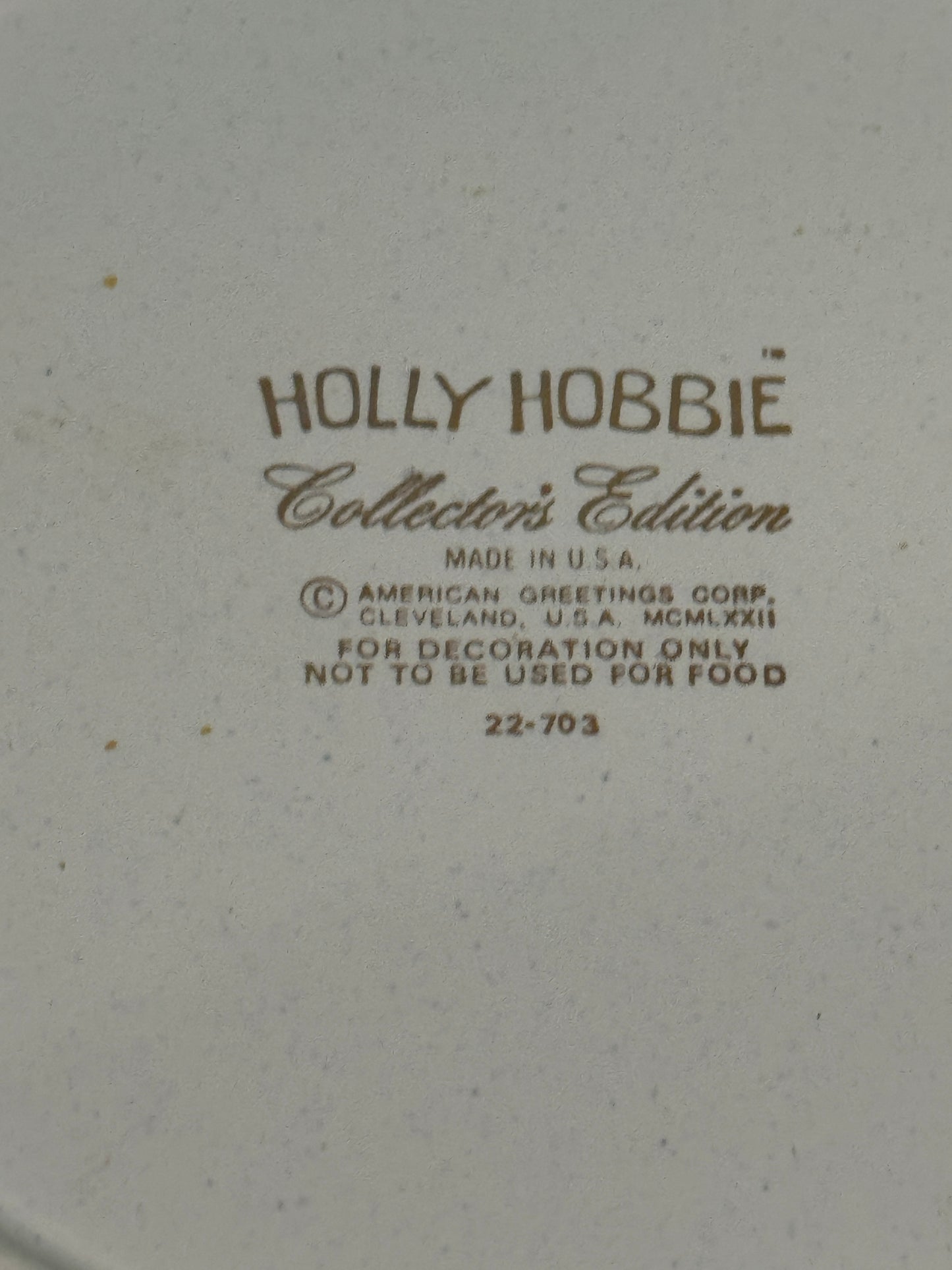 Holly Hobbie Collector's Edition Plate "Love is the Little..." - 1972 Vintage