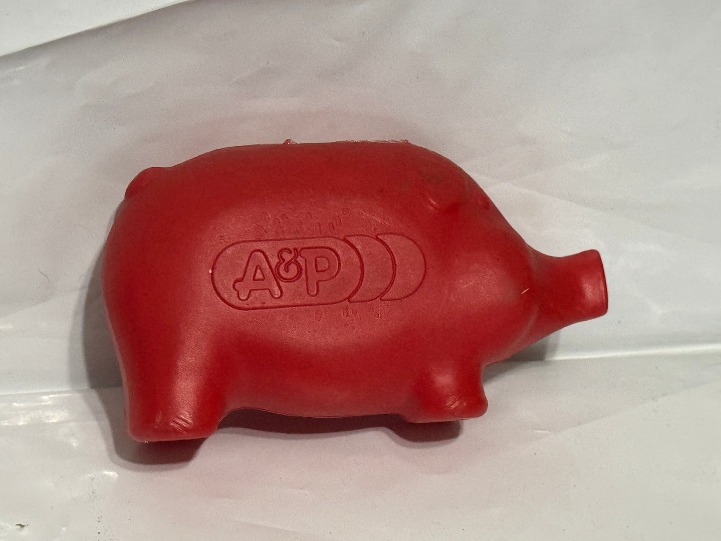 Red Plastic Small Piggy Bank A&P Grocery Store Vintage