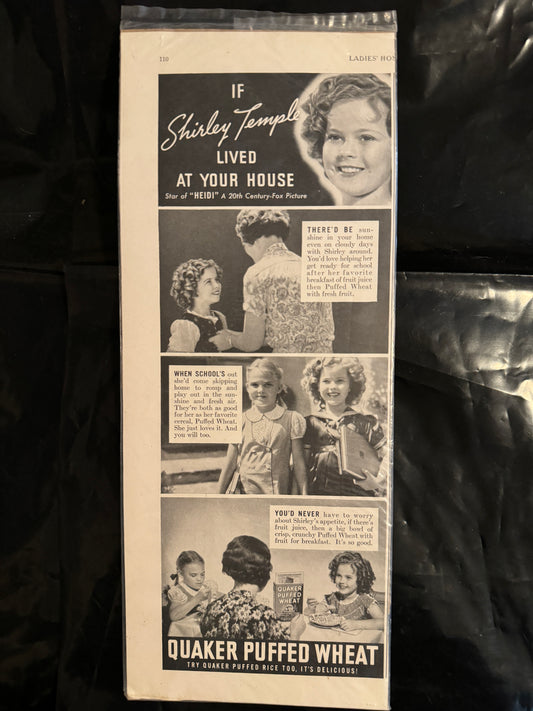 If Shirley Temple Lived at Your House - Quaker Puffed Wheat Ad 1938