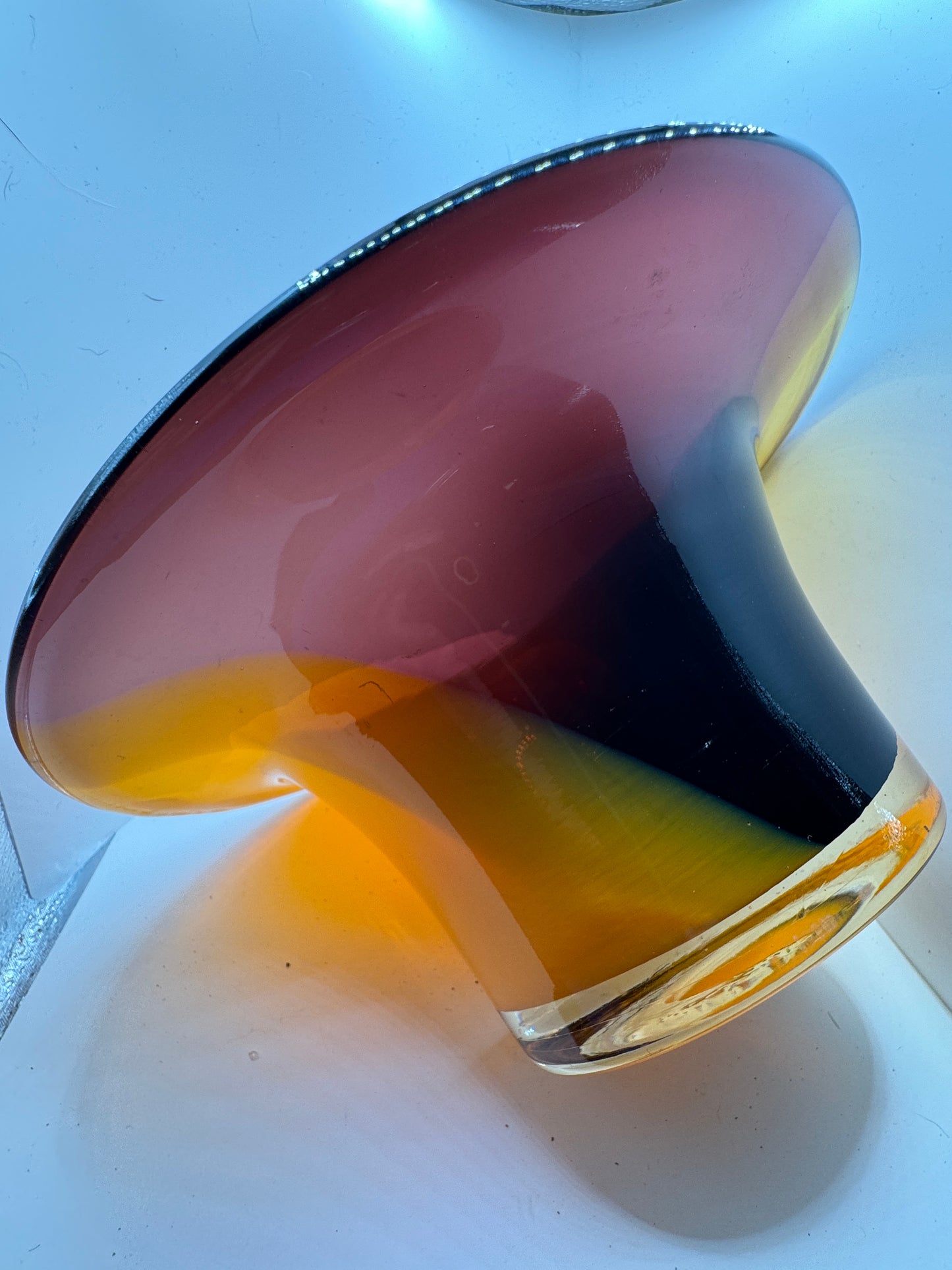 Art Glass Bowl Centerpiece 8.5" MCM