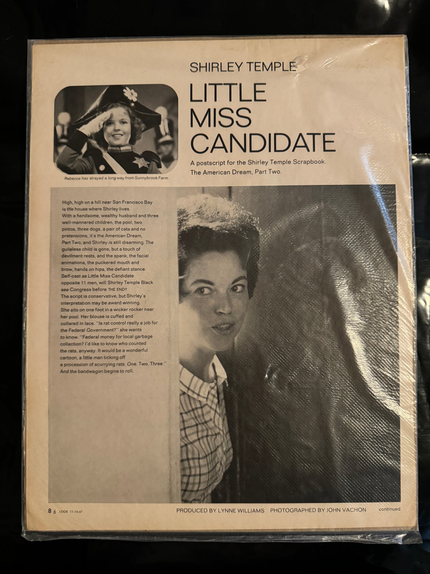 Shirley Temple Little Miss Candidate Article - Look Magazine November 14, 1967