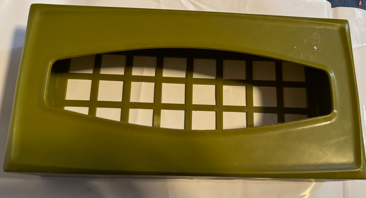 Avocado Green Plastic Tissue Box Holder RETRO VINTAGE