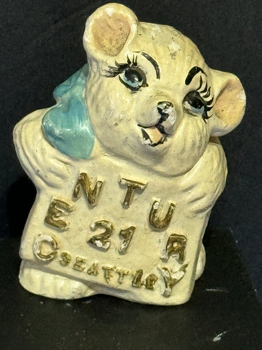 Commemorative Chalkware Bear 21st Century Seattle - Vintage