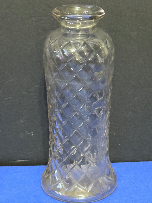 Bell Shaped Quilted Diamond Clear Glass Vase UNIQUE VINTAGE