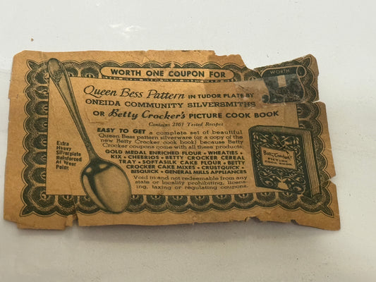 Betty Crocker Coupon for 1 spoon - 1956 Vintage