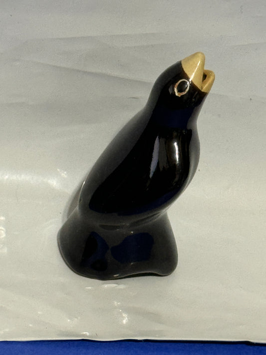 Black Crow Magpie Glazed Pottery Pie Bird Vent Whistler - VINTAGE