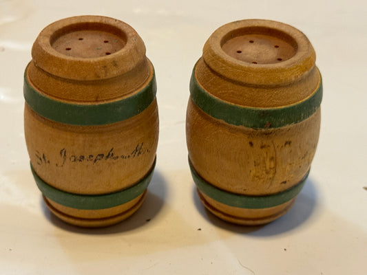 Wooden Barrel Salt And Pepper Shakers St. Joseph, MO Vintage