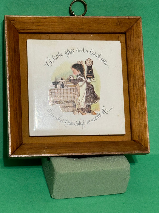 Holly Hobbie "A Little Spice..." Tile Wall Hanging - 1973 Vintage