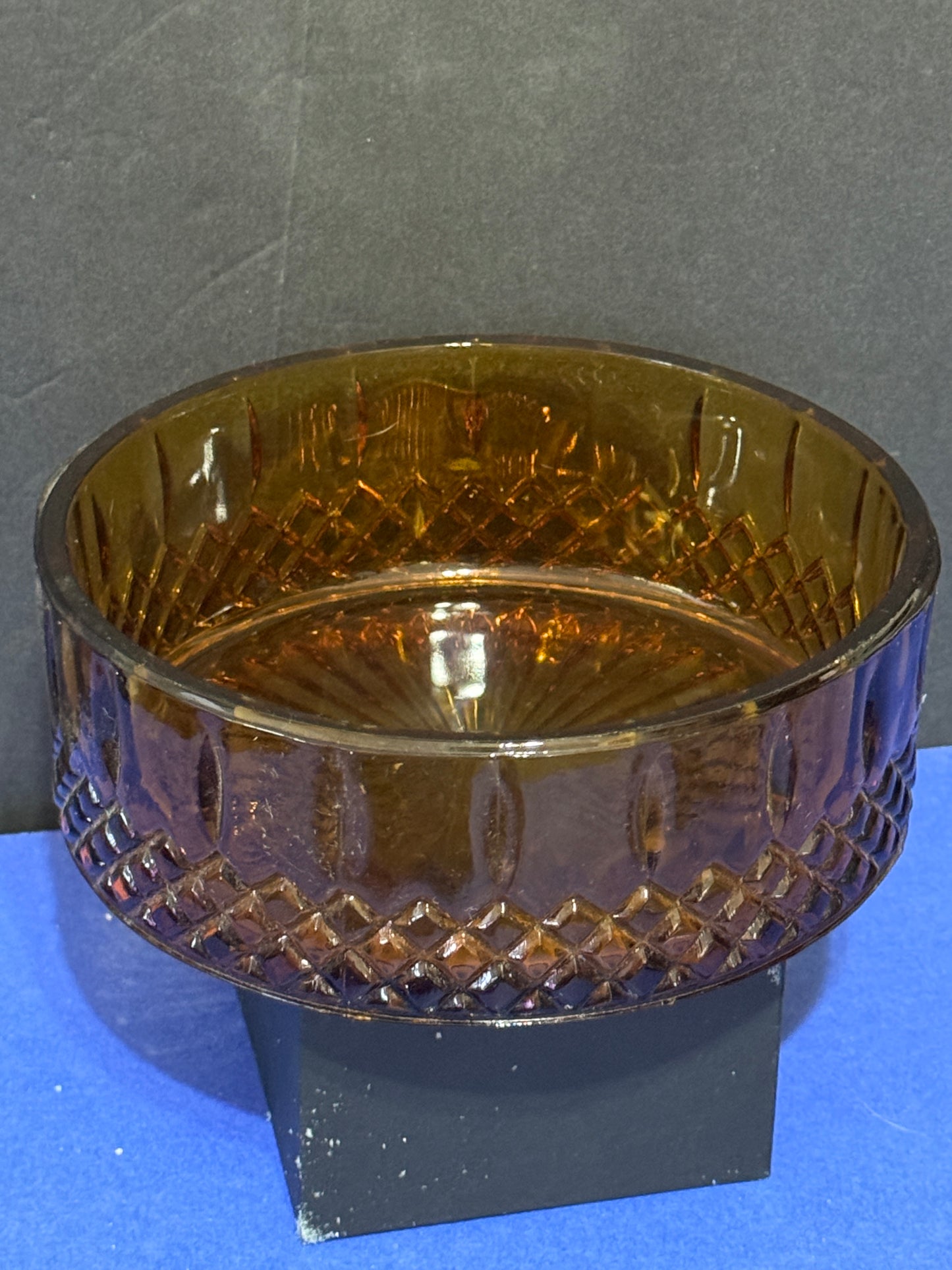 Amber Indian Glass Candy Dish - VINTAGE