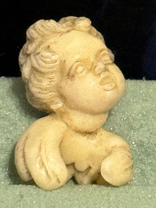 Carved Wax CHERUB Ornament Plaque Rare Antique