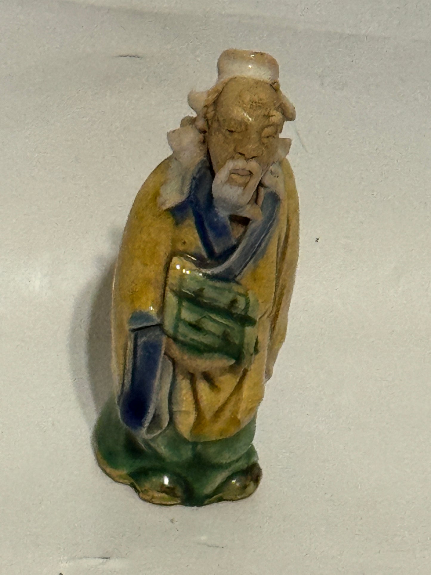 Chinese Qing Glazed Pottery Mud Men Scholar Figurine - Vintage