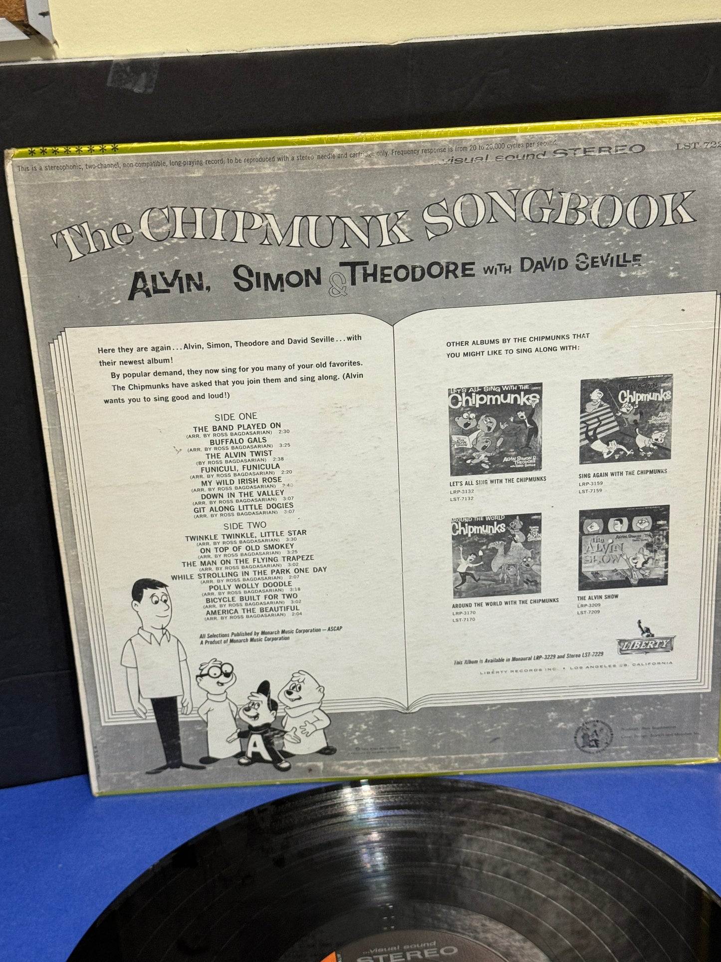 The Chipmunks "Song Book" Liberty Mono LP 1960s - VINTAGE