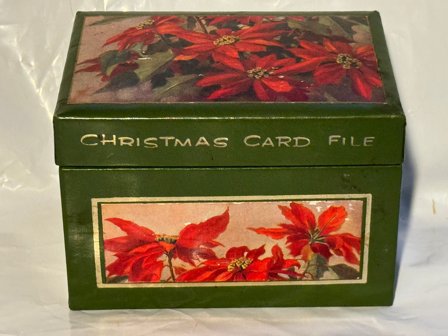 Poinsettias Christmas Card File - 60s VINTAGE