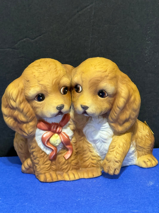 Cocker Spaniel Pups Porcelain. Homco, 1988 Excellent Vintage