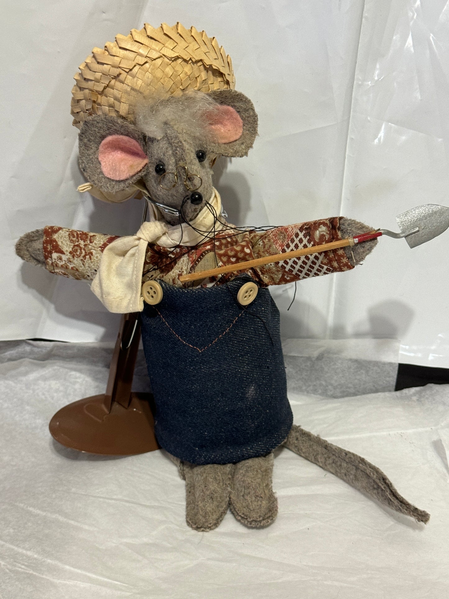 Mr. and Mrs. Country Mouse Felt Stuffed VINTAGE