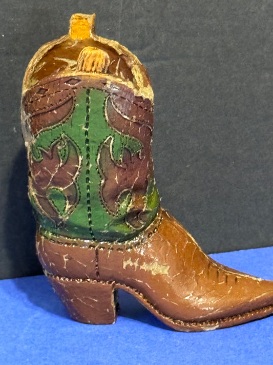 Cowboy Boot Brown with decorations - VINTAGE