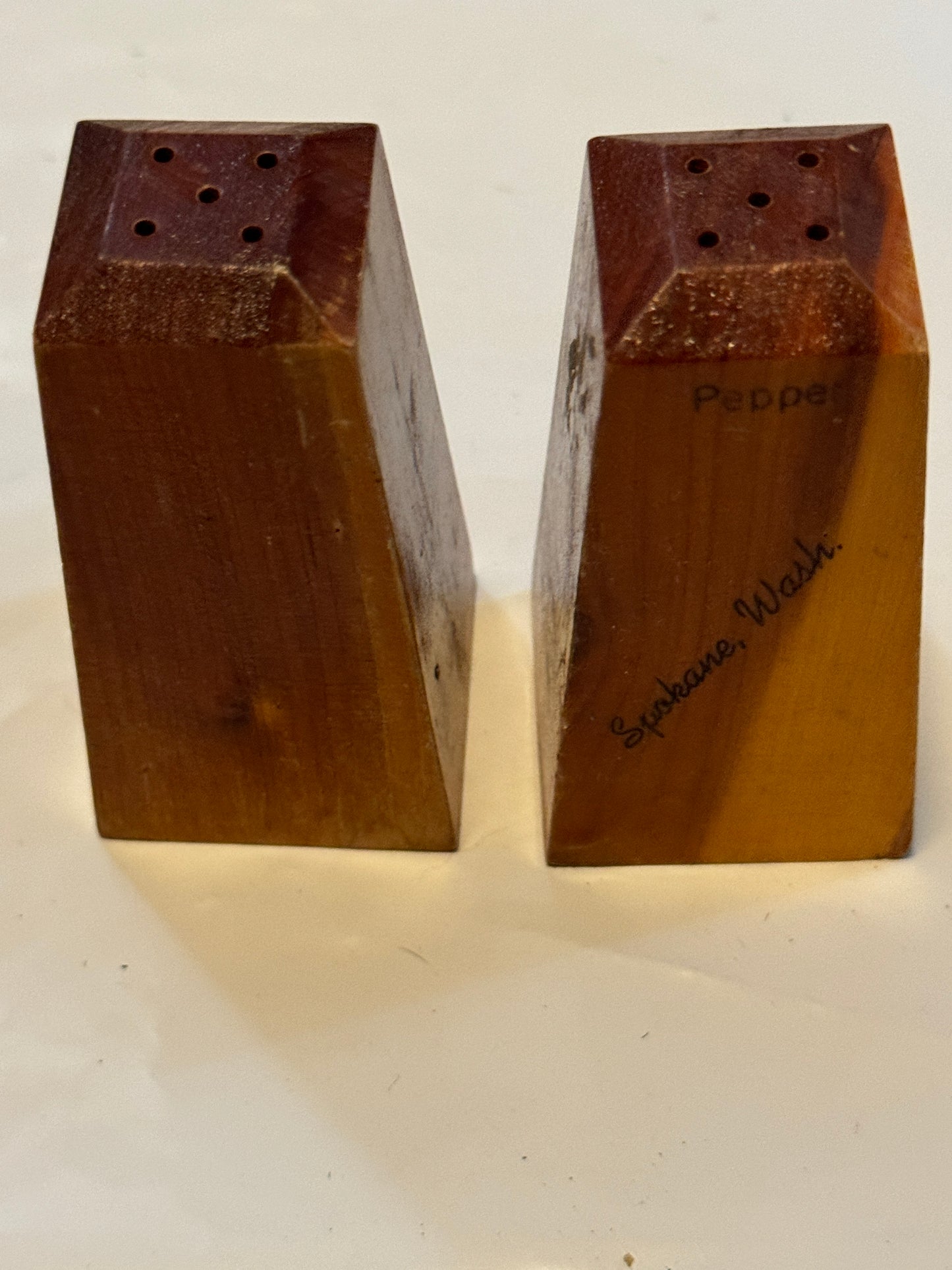 Spokane, Washington Salt N Peppers Shakers Wood Souvenir Vintage