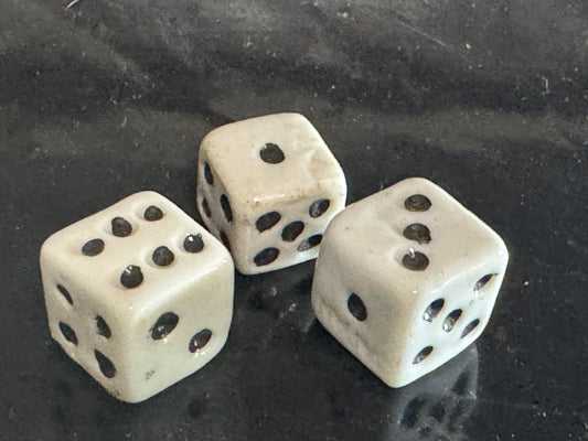 Glass Hand Painted Dice - Vintage