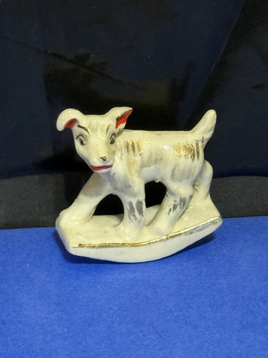 White and Black Dog figurine has a rocker on the base - Rare Vintage