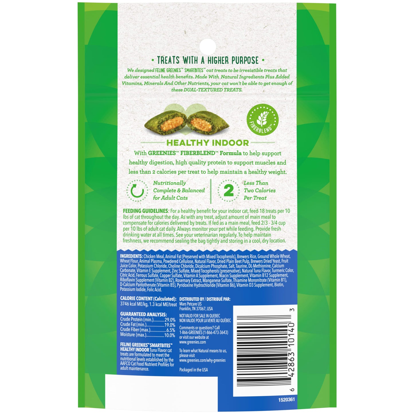 Feline Greenies Smartbites Healthy Indoor Natural Dry Cat Treats, Tuna Flavor, 2.1 Oz Pouch