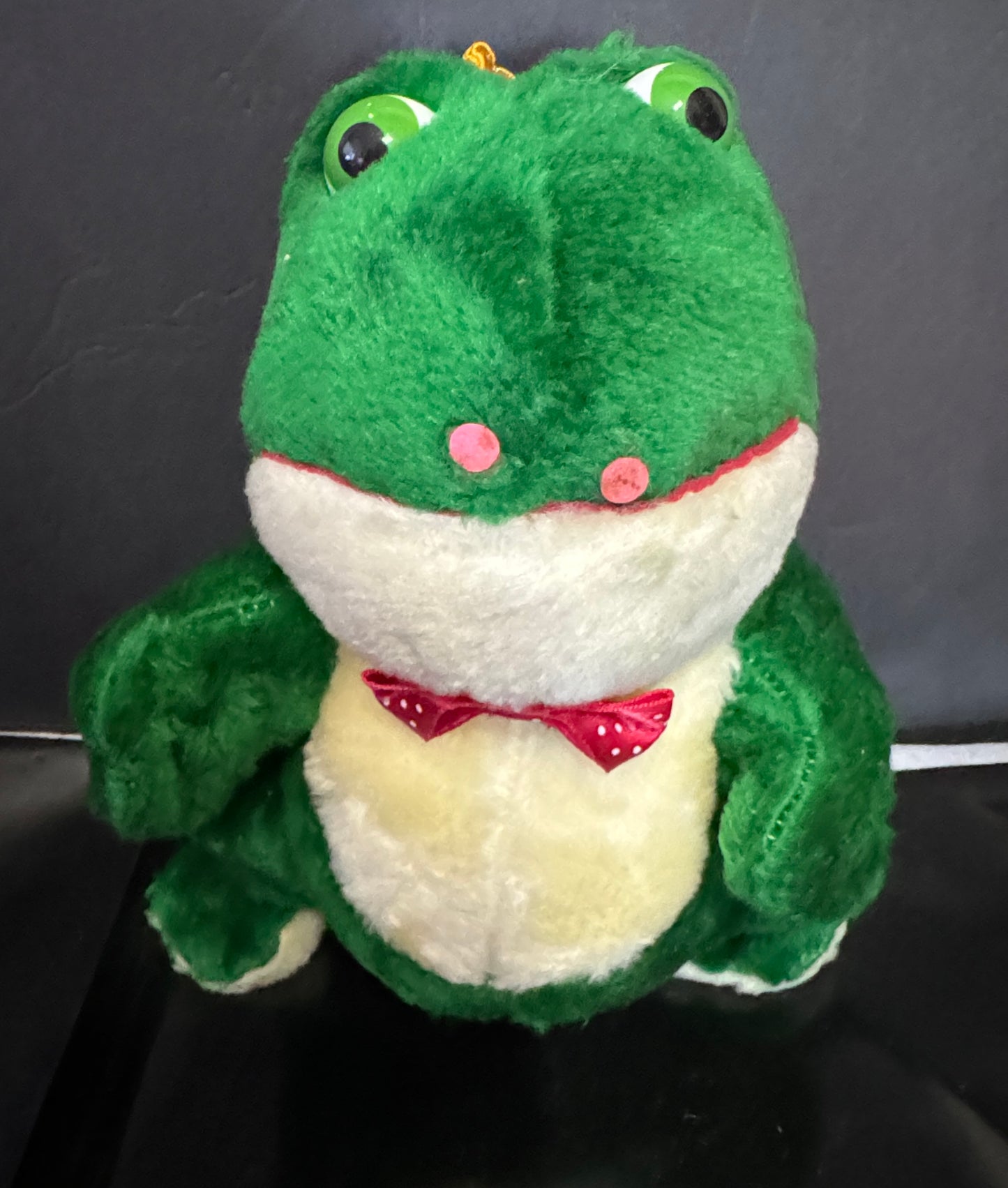 Frog with Red Bow Tie - Green 10" Plush VINTAGE