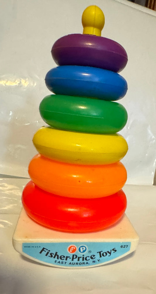 Rock-A-Stack 627 Child Rainbow Stacking Ring Toy Vintage Fisher Price