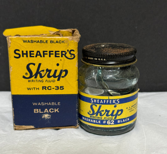 Sheaffer's Skrip Washable Black #62 Ink Bottle Dried Vintage