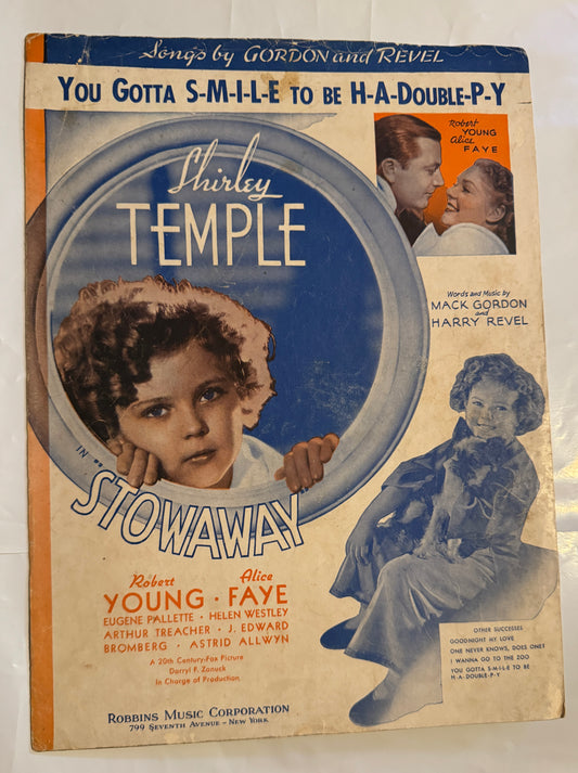 Shirley Temple - Stowaway "Goodnight my Love" Sheet Music 1936