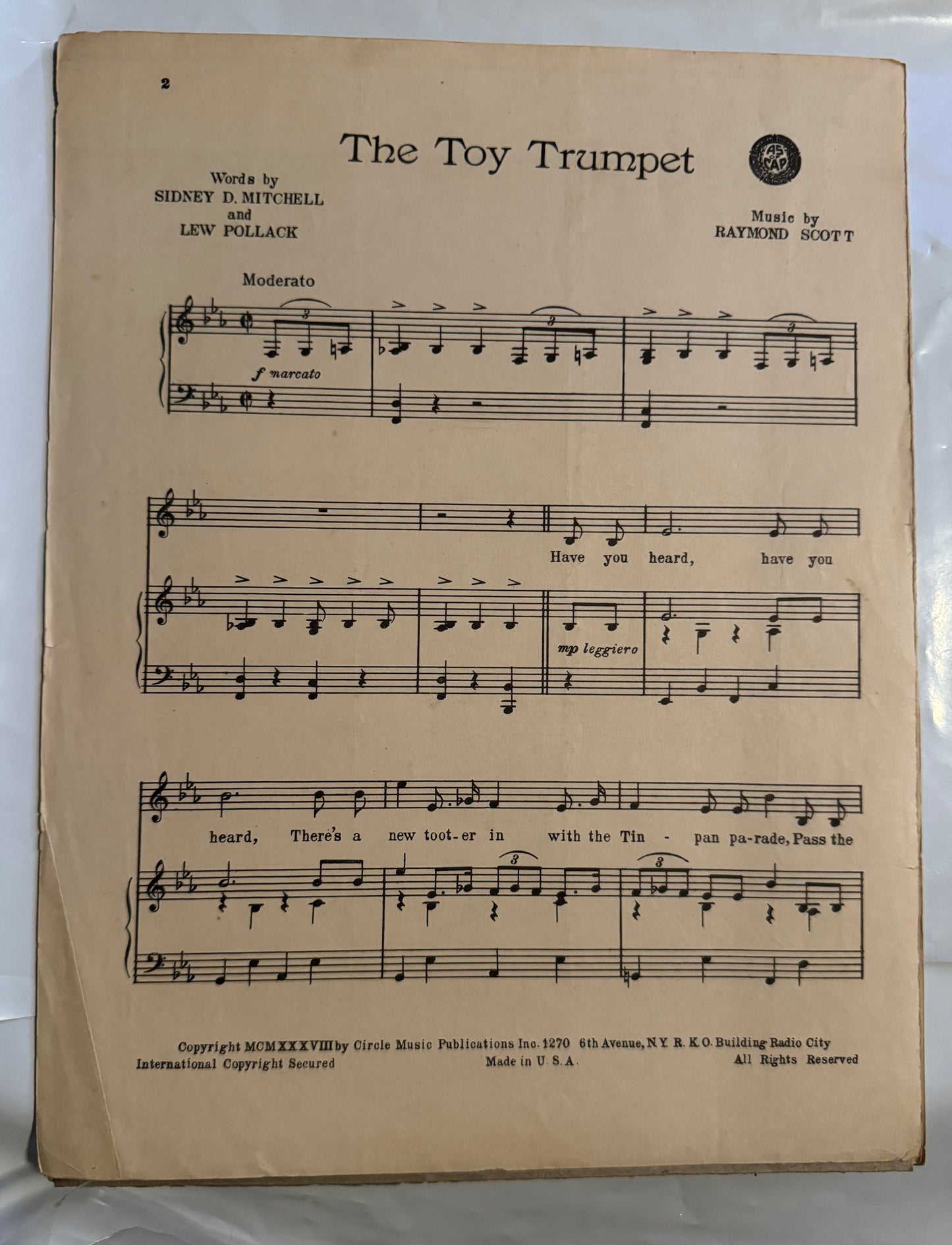 Shirley Temple - Rebecca Of Sunnybrook Farm 1938 US Film Sheet Music