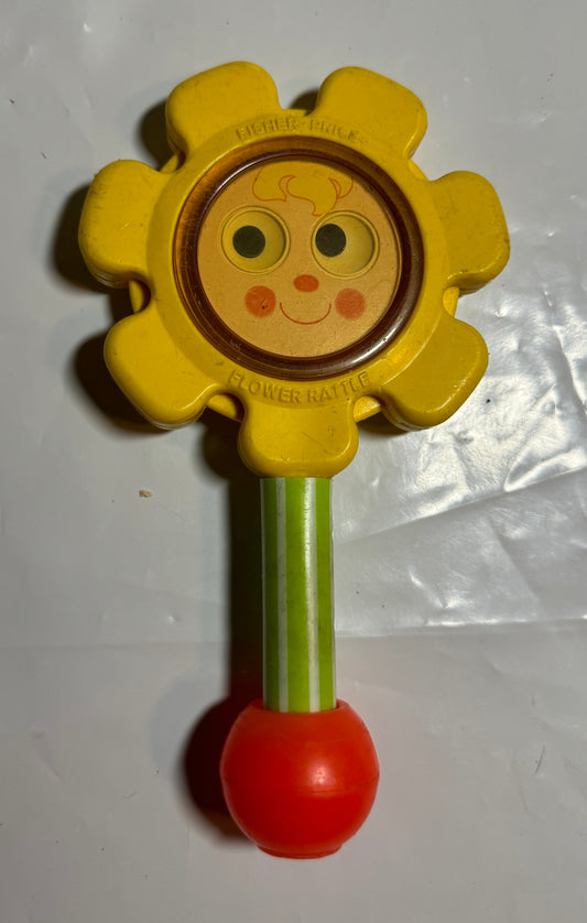 Flower Rattle 7.5" Long Fisher-Price - Vintage 1973 Made in USA