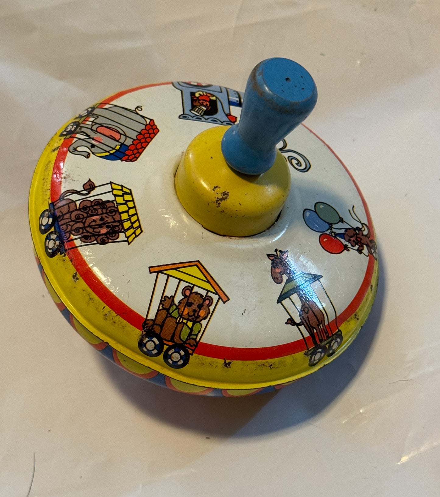 Ohio Arts USA Metal & Wood  Toy Spinner Circus Train Motif Colorful vintage