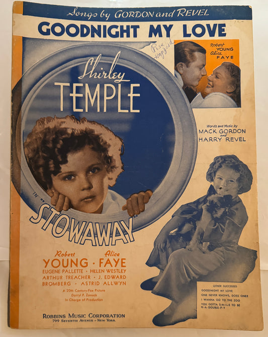 Goodnight My Love Sheet Music 1936 Soundtrack Stowaway Shirley Temple        F1W