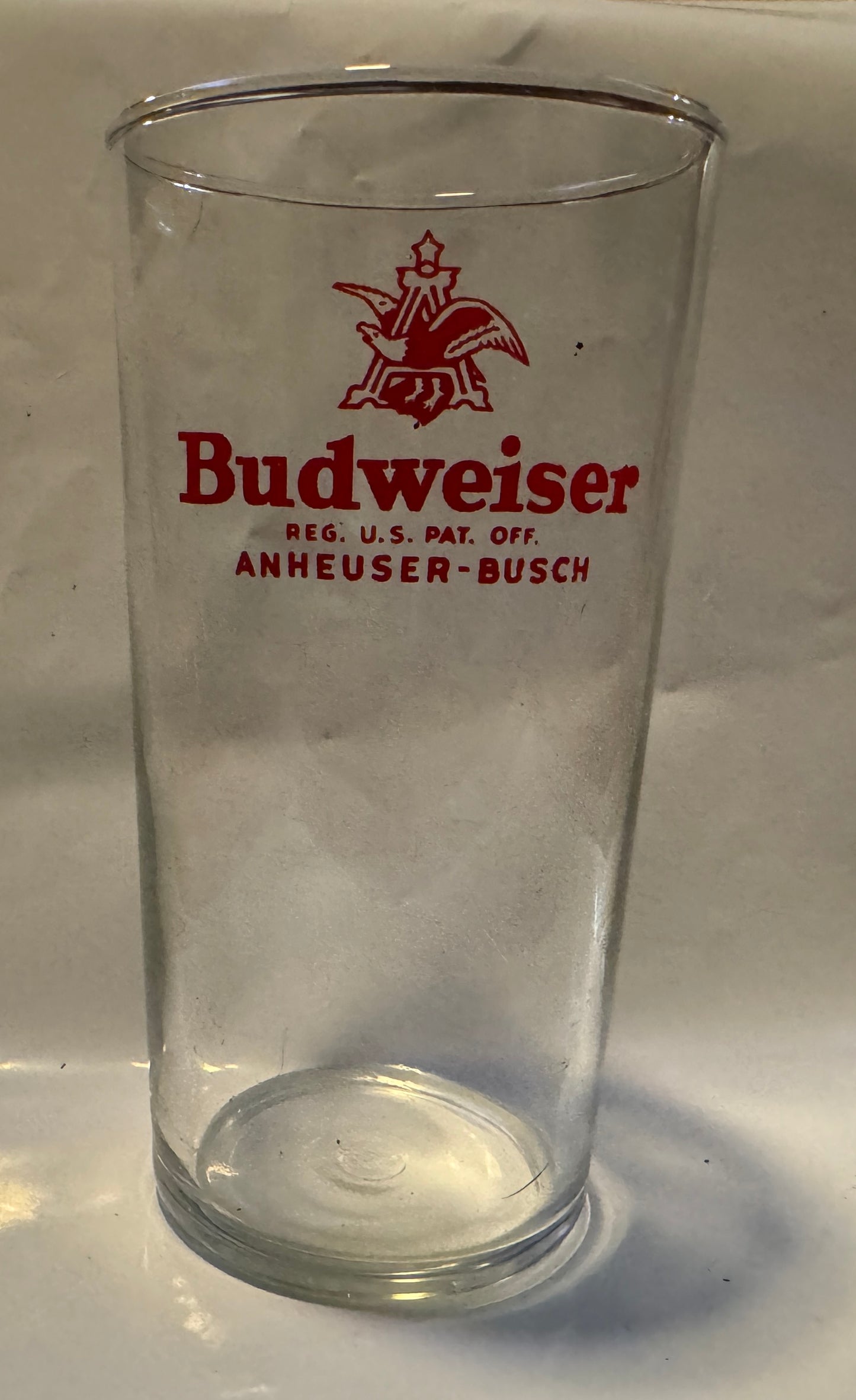 Budweiser Beer Shell Glass / Vtg Advertising Bar Decor