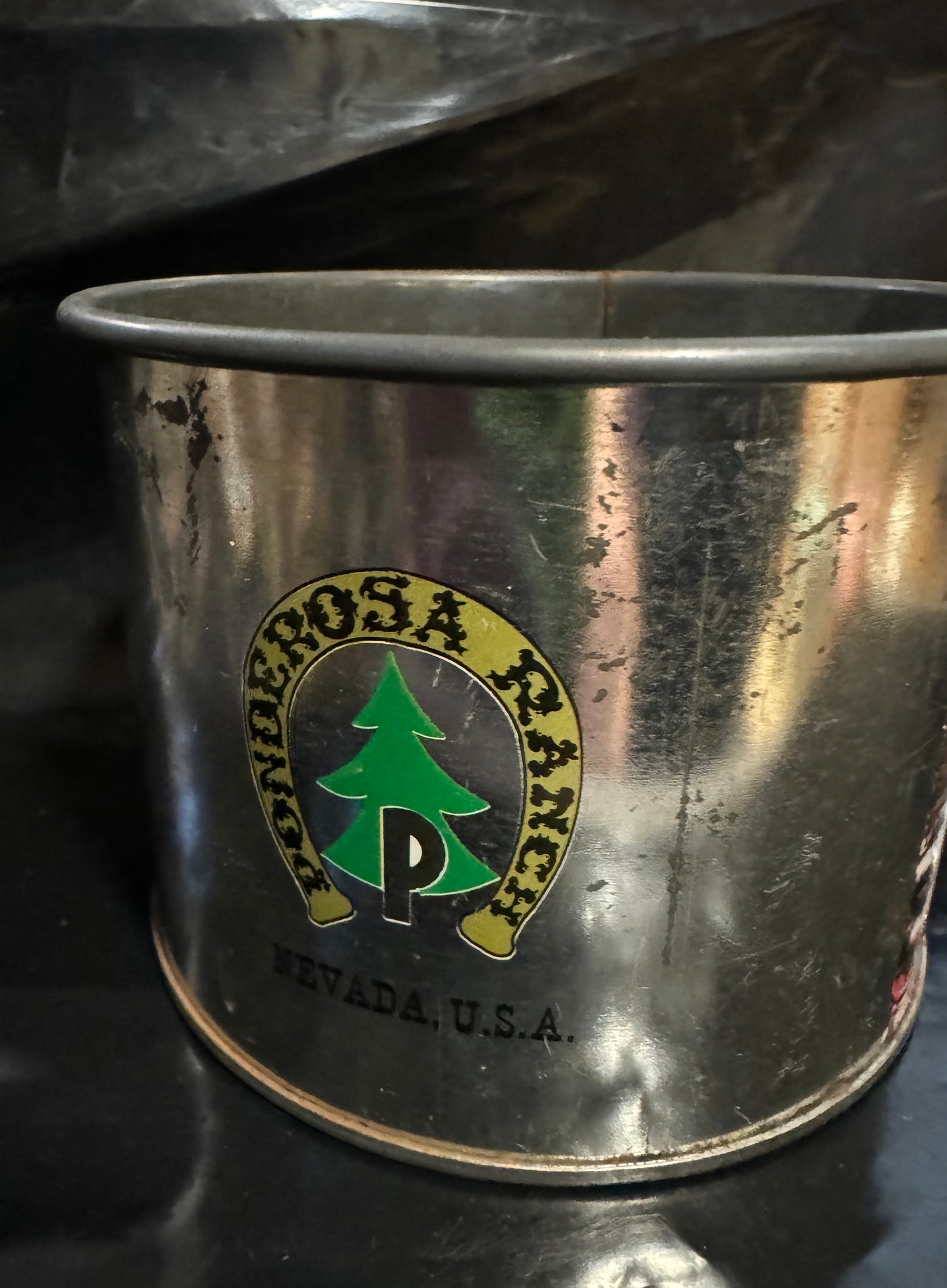 Ponderosa Ranch Nevada BONANZA Metal Tin Cup Vintage