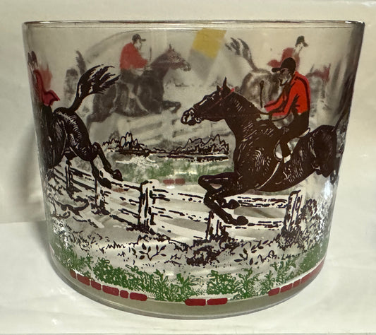 Bowl Hazel Atlas Fox Hunters Hunting Horse  Ice Bucket Bowl 1950s Vintage