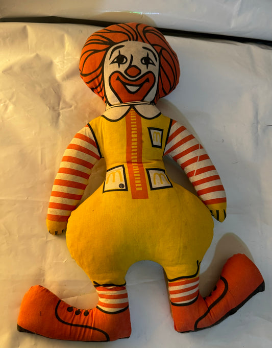 Ronald McDonald Clown Flat Plush Toy 16" Doll Rare! Vintage 1974  on