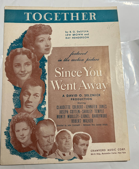 Together From Movie Since You Went Away Sheet Music 1944 Vintage