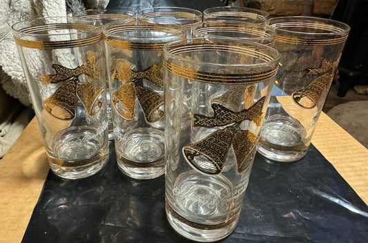 Gold Decorated Happy Anniversary Glasses (set of 8)