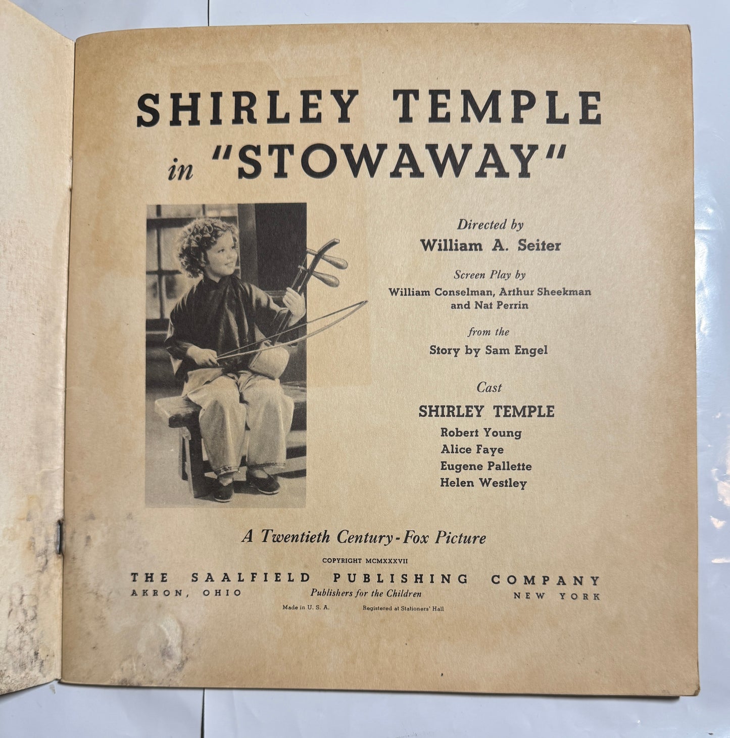 Shirley Temple in "Stowaway"  Softcover Vintage 1937