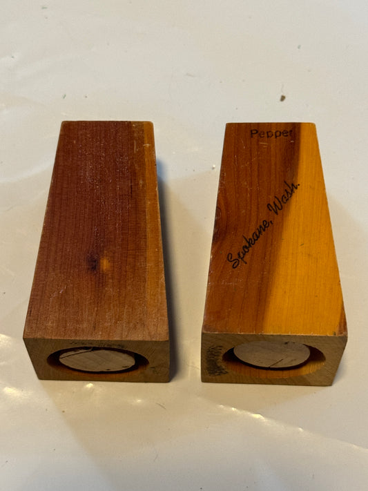 Spokane, Washington Salt N Peppers Shakers Wood Souvenir Vintage