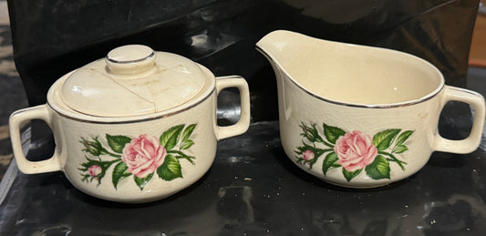 Porcelain Sugar and Creamer Bowl Vintage