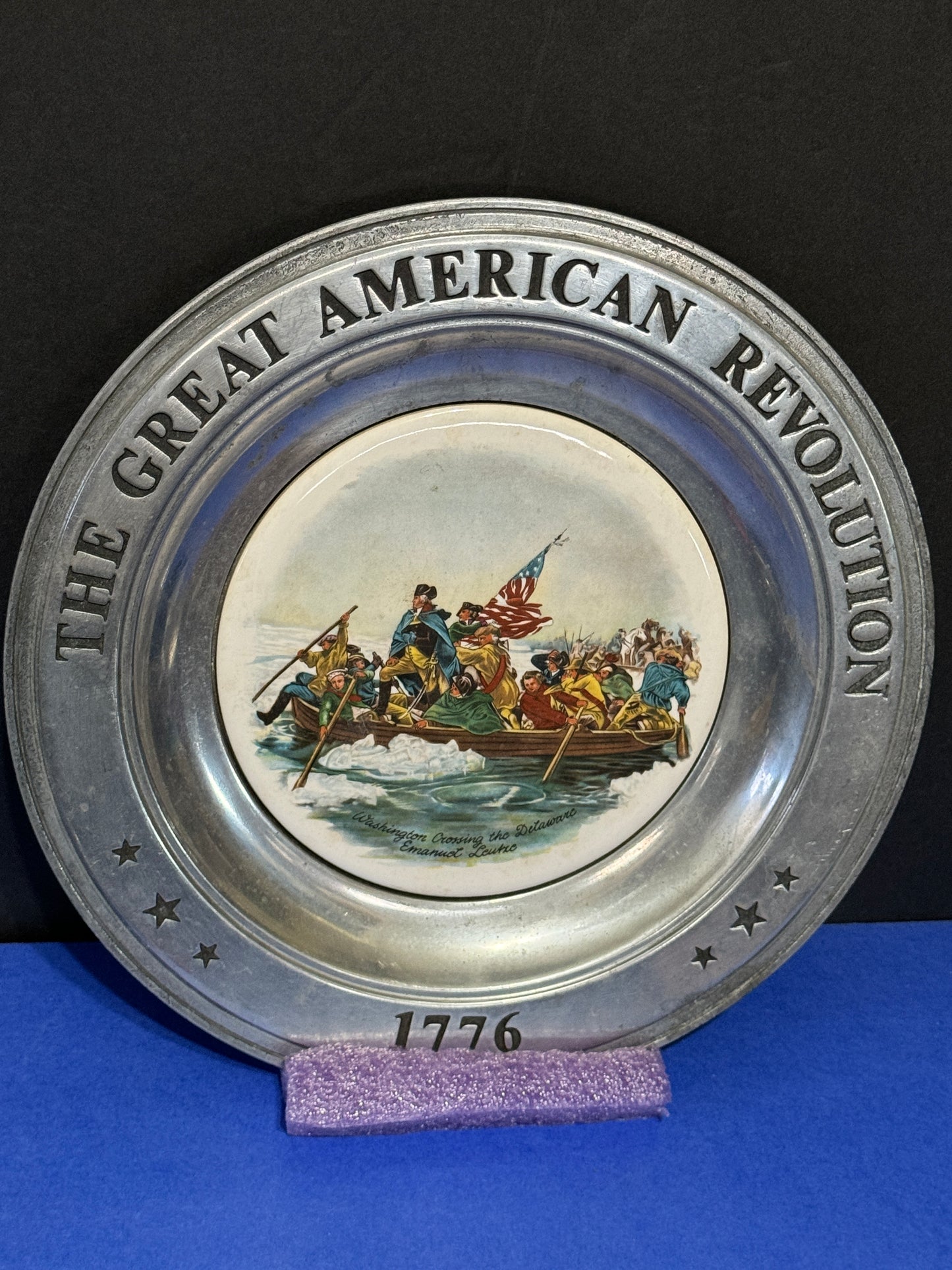 Pewter Plate The Great American Revolution 1776 - Washington - 1975 VINTAGE