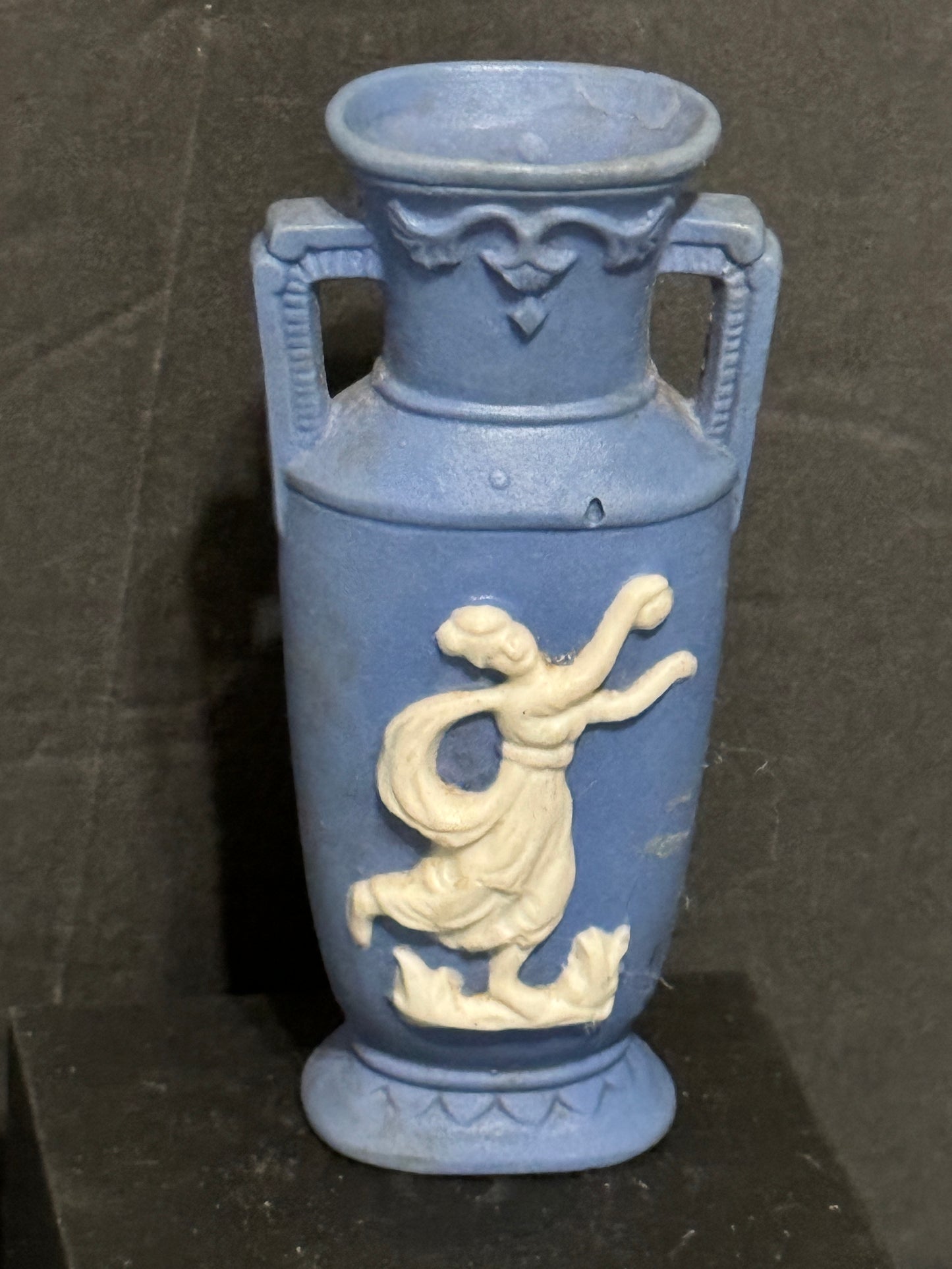 Occupied Japan Greek Style Small 3 Blue Cameo Vase