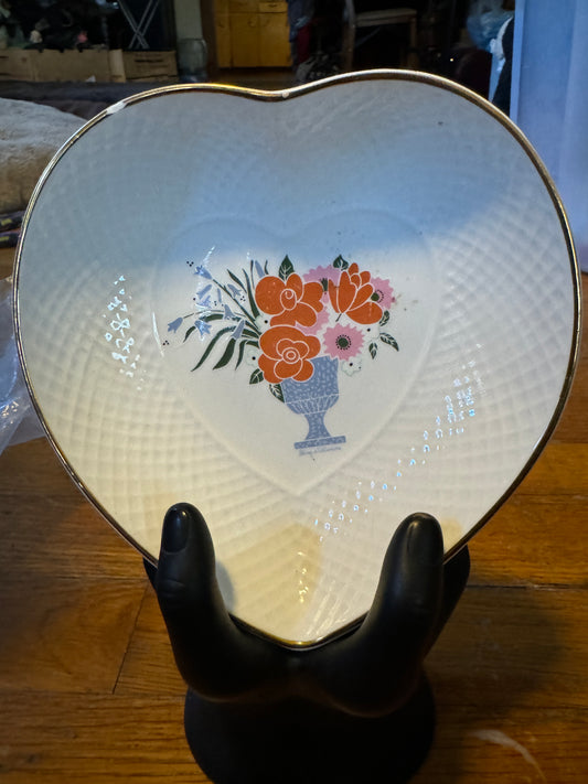 Heart Shaped Candy Trinket Bowl/Dish Bone China Stoke On Trent England Vintage