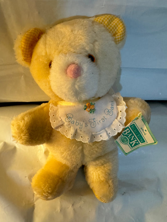 Plush Bear Bank Stuffed Animal Baby’s First Bank 1982 Vintage