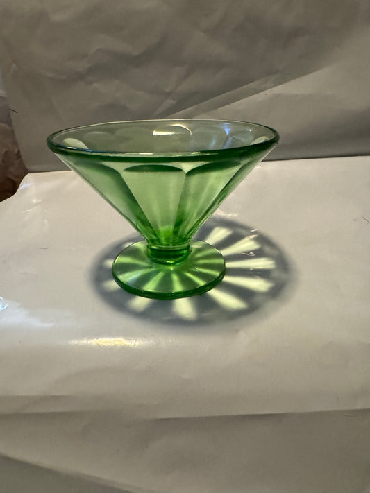 Federal Green Uranium Depression Glass Sherbet Cup 1930s vintage